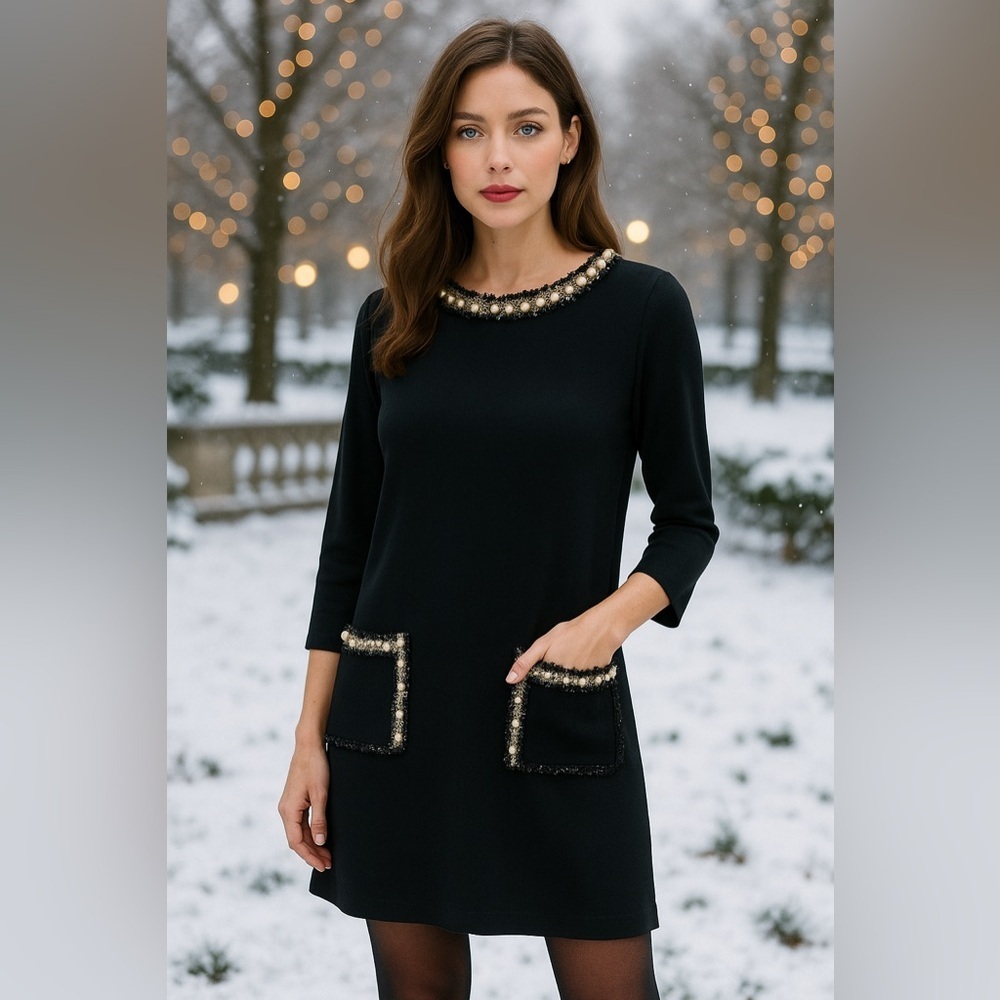 ✨ Misook Embellished Pocket Knit Tunic Dress – XS